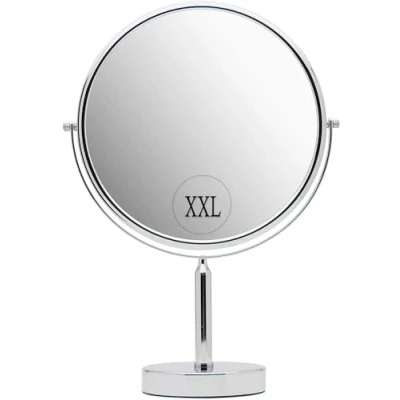 Image de Miroir Grossissant x3, Rond pour Salle de Bain, Table Maquillage avec Rotation à 360, Loupe sur Pied 3 Fois et 1 Fois, 43x28 cm