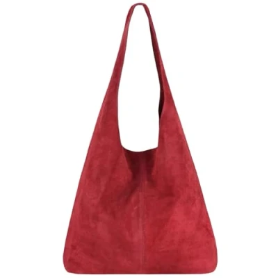 Image de Modarno sac à bandoulière pour femme en daim pochette, cuir véritable femme, Rouge foncé