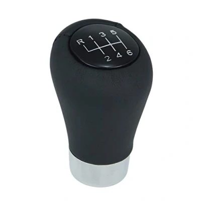 Image de L&amp;P Car Design GmbH A276 11 pommeau de levier vitesse en cuir véritable avec 6 boutons forme bouton rechange pour sport Noir