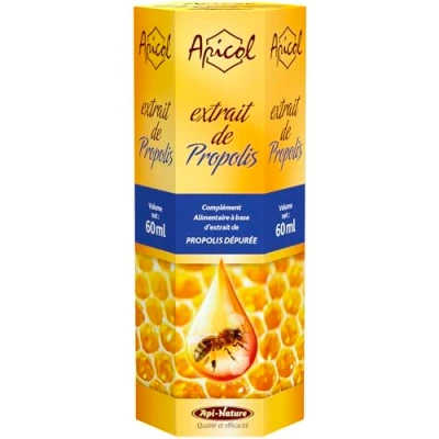 Image de Propolis 100% Pure Liquide 60 ml Extrait de Naturelle Renforce l&#039;Immunité, Soulage le Mal Gorge Riche en Flavonoïdes, Sans Allergène Api Nature Tong il