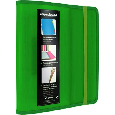 Image de Grafoplás Classeur à 4 anneaux A4 en polypropylène avec rabat latéral Recharge de 100 feuilles intercalaires et enveloppe transparente 88200020