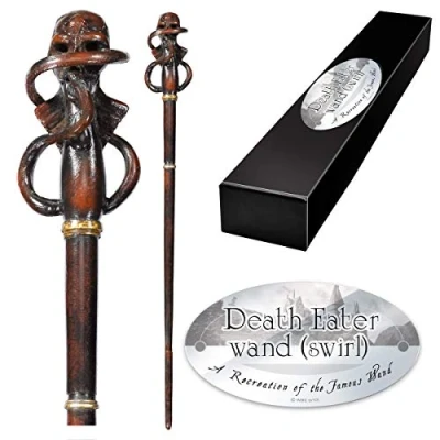 Image de The Noble Collection Death Eater Swirl Character Wand 14in (35cm) Wizarding World with Name Tag Harry Potter Film Set Movie Props Wands