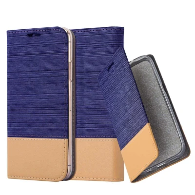Image de Coque pour Apple iPhone 13 PRO en BLEU BRUN Housse de protection Étui avec fermeture magnétique, fonction support et compartiment carte Neuf