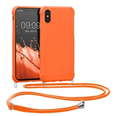 Image de kwmobile Coque Collier Compatible avec Apple iPhone X Housse en Silicone Orange fruitée