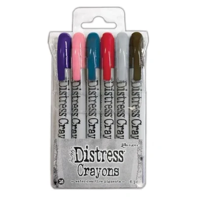 Image de Tim Holtz Ranger Distress Lot de 16 crayons couleur (Potion méchante/Taffy d&#039;eau salée/Uncharted Mariner/bûcheron/ombre perdue/bois brûlé), multicolore, 13 x 1,5 cm
