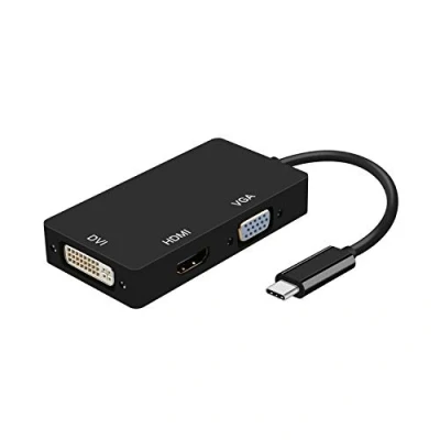 Image de AISENS Convertisseur USB C vers DVI/HDMI/VGA, C/M DVI/H HDMI/H VGA/H, Noir 15 cm