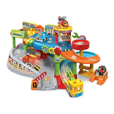 Image de VTech Garage Multi Atelier TutTut Bolides, Playset mécanique avec différentes Pistes et Niveaux lumières, Voix, chansons Sons Amusants, véhicule Capicua la Grue