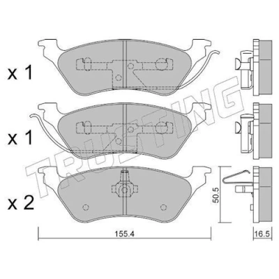 Image de TRUSTING 641.0 Jeu de plaquettes frein contact signal d&#039;usure exclu, non préparé pour indicateur CHRYSLER: VOYAGER 4