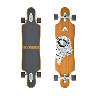 Image de Apollo Longboard édition spéciale Board Complet y Inclus Outil en Forme de T, avec roulements à Billes ABEC High Speed, Drop Through Freeride Skaten Cruiser Boards