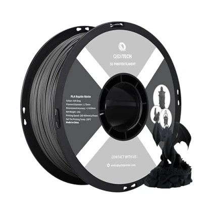 Image de QIDI TECH Filament PLA Rapido Matte 1.75mm, Imprimante 3D 1kg (2.2lbs), Convient pour l&#039;impression à haute vitesse, la plupart des imprimantes FDM, Gris