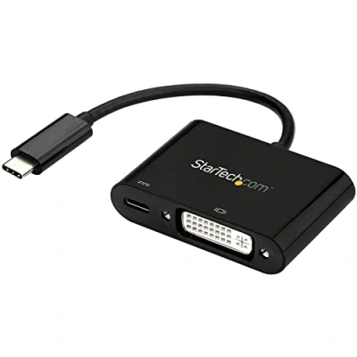 Image de StarTech.com Adaptateur USB C vers DVI Convertisseur d&#039;Écran Vidéo 1080p Type D Single Link avec Chargement 60W PD Pass Through Compatible Thunderbolt 3 Noir Neuf