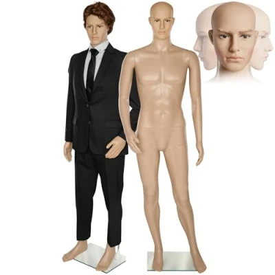 Image de tectake® Mannequin de vitrine Homme démontable Pivotable et Mobile Pied en Verre avec Attaches pour Les Mollets Femme Enfant
