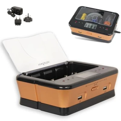 Image de Chargeurs de Piles Universel AA/LR6, AAA/LR3, C/LR14, D/LR20, 9V, NiCd et NiMh + ALCALINES Ecran LCD (B079BVVZNM)