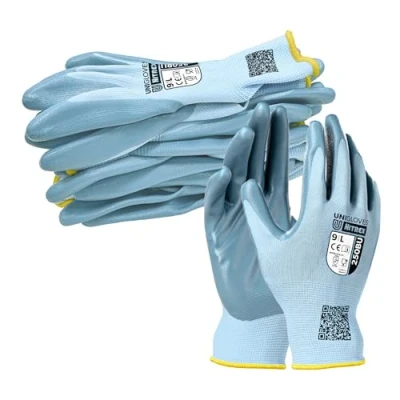 Image de NITREX 250BU bleu, gants de travail légers enduits nitrile, résistants à l&#039;huile et l&#039;humidité, taille 8