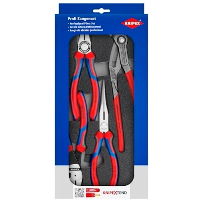 Image de KNIPEX Jeu de 4 pinces rangées dans des plateaux en mousse pour établis et servantes d’atelier, 335 x 33 165 mm, set pinces, 00 20 01 V15