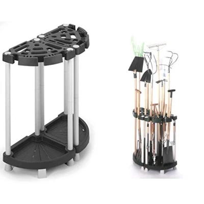 Image de Variable Outils de jardin Support en plastique solide dans noir/gris. Partie Bar comme d&#039;angle ou murale Solution. Pour Nombreux Appareils, Balai, Pelle, Râteau, etc. Dimensions : 73 x 37,5 77,5 cm