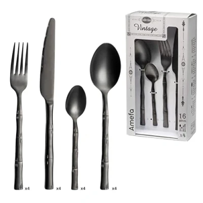 Image de Amefa 4131VTAFV2B60 Karma Noir Ménagère 16 pièces Coffret 4 personnes
