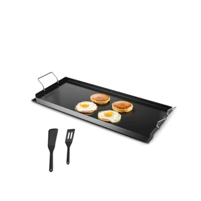 Image de Plaque de Cuisson en Acier au Carbone VEVOR Rectangulaire à Dessus Plat 812 x 310 mm Portable avec Poignée