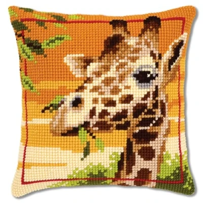 Image de Vervaco, Kit Coussin Point De Croix, Girafe, Multi Couleurs