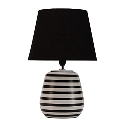 Image de Pauleen 48214 poser Dressy Sparkle max. 20 Watt fait main noir, blanc chevet aspect naturel en tissu, céramique E14, Table lamp