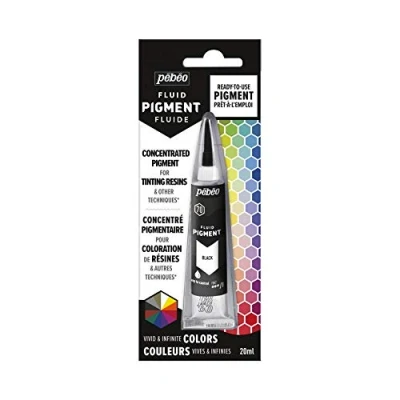 Image de Pébéo Fluid Pigment Concentré Pigmentaire Liquide pour Coloration de Résine Couleurs Miscibles Effet Opaque ou Transparent Origine Naturelle, Noir, 20 ml