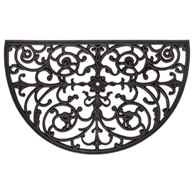 Image de Hanse Home Paillasson en Caoutchouc, pour l&#039;intérieur et l&#039;extérieur, 45 x 75 cm, Semi Circulaire, Aspect Fonte, résistant aux intempéries, antidérapant, l&#039;entrée Noir