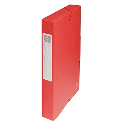 Image de Exacompta Réf. 50405E 8 boites de classement avec élastiques Exabox en carte lustrée 600g/m2 Dos 4 cm dimensions 25 x 33 pour documents A4 couleur rouge livrées montées