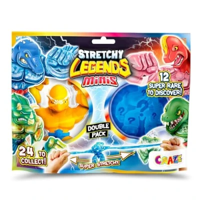 Image de CRAZE Stretchy Legends Minis Double 2X Figurines d&#039;actions Extensibles et gluantes, Personnages étirables à Collectionner, Super Héros Dinosaures