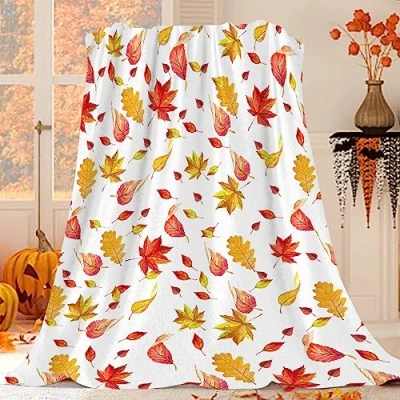 Image de JOOCAR Couverture décorative d&#039;automne en flanelle douce et légère pour lit, canapé, salon, chaise, 152,4 x 203,2 cm