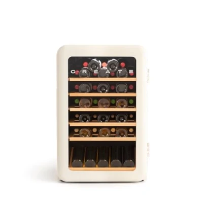 Image de CREATE WinECOOLER Retro XL Cave à vin électrique de 45 bouteilles blanc cassé/design rétro, température réglable, 115 l, 75 cl, Eco Friendly, 55 x 83,5 cm
