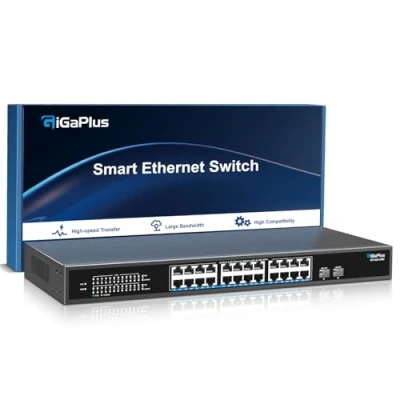 Image de Commutateur Ethernet Non géré 26 Ports 2.5Gb avec 24 2.5G Base T, 2 10G SFP+. réseau GiGaPlus 2.5Gbps pour NAS/PC 2.5Gbps, routeur WiFi6, Point d&#039;accès sans Fil