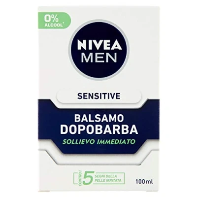 Image de NIVEA MEN Sensitive Baume Après rasage Extra doux en lot de 100 ml, pour homme avec extrait camomille et vitamine E, revitalisant barbe peaux sensibles