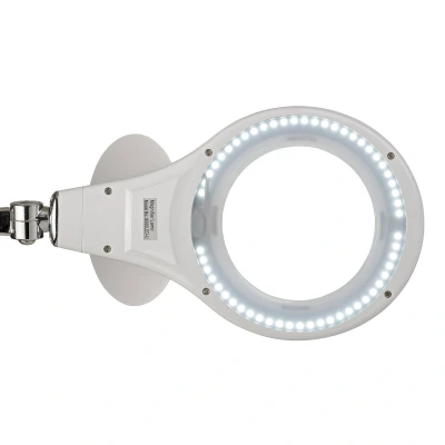 Image de Lampe à pince et loupe LED MAULmakro, blanche