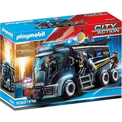 Image de Playmobil Camion policiers d&#039;élite avec sirène et gyrophare, Coloré, Taille Unique