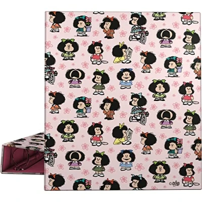 Image de Grafoplás Classeur à anneaux A4 4 mixtes 40 mm Collection Mafalda unique Doux au toucher Certifié FSC