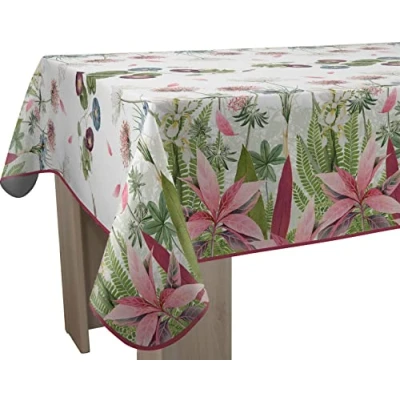 Image de Le linge de Jules Nappe Anti Taches Ipomée Rectangle 150 x 200 cm, Rose, Vert, Bleu, Prune