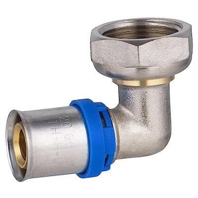 Image de Raccord Multicouche à Sertir Multi profils Coude Ø20 Femelle Tournant 20x27 NOYON &amp; THIEBAULT