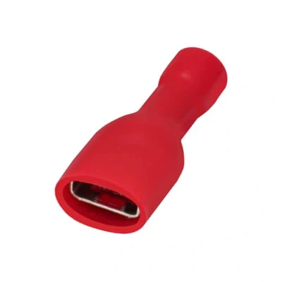 Image de Heschen Lot de 100 bornes câble femelles à déconnexion rapide en vinyle entièrement isolées 6,3 x 0,8 mm pour 0,5 1,5 mm² (22 16 AWG) Rouge