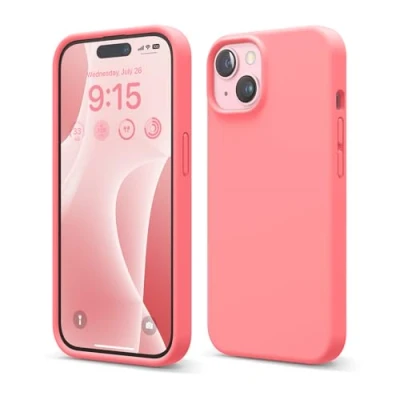 Image de elago Coque Silicone Liquide Compatible avec iPhone 15, Qualité Supérieure, Protection Intégrale [Structure Antichoc 4 Couches], Doublure Microfibre Douce Anti Rayures (Rosa)