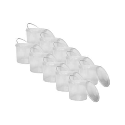 Image de Nipter Seau en Plastique de qualité Alimentaire avec Couvercle, Transparent, 100% recyclables, 5L x 20 pièces