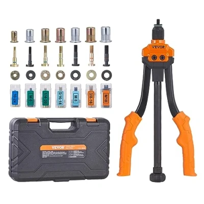 Image de VEVOR Klinkmoertangenset Blindklinkmoertang 350 mm klinktang 7 sets moeren en doornen Klinkmoergereedschap M6 M8 M10 Professionele handklinknageltang Klinkhamer Draadmoer Klinknageltang Tang