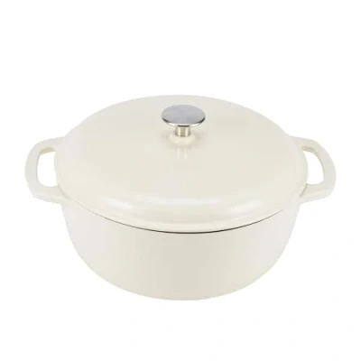 Image de Amazon Basics Ronde Cocotte « Dutch Oven » en fonte émaillée, 4,1 L, blanche