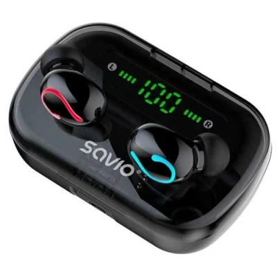 Image de Écouteurs sans fil Savio TWS 06 Bluetooth 5.0 Intra auriculaire Noir