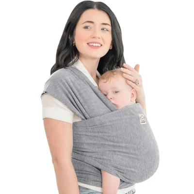 Image de Écharpes de portage élastiques tout en un Porte bébé nourrisson Écharpe mains libres Cadeau naissance Taille unique (Classic Gray)
