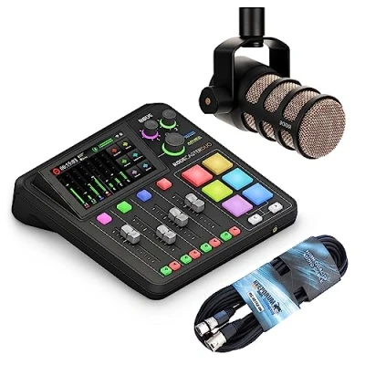 Image de Rode Rodecaster Duo Audio Production Studio pour podcasts, streaming, création de contenu + microphone Podmic câble XLR Keepdrum