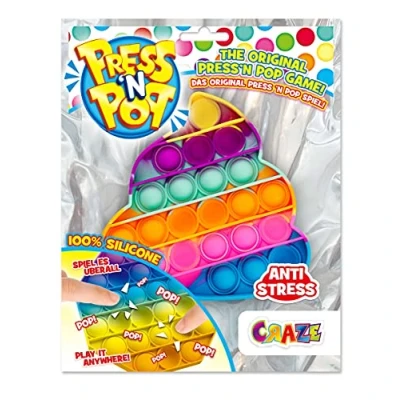 Image de CRAZE PressNPop Girly Pop it Fidget Anti Stress Toy Poo Multicolore pour garçons, Filles et Adultes, 37218, Multicolour