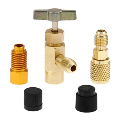 Image de Baagialdic Lot de 5 adaptateurs Robinet en Laiton R1234yf pour R134a R12 R22 1/4 SAE 1/2 Acme LH