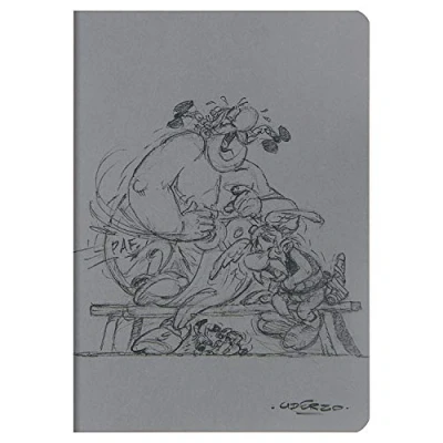 Image de Clairefontaine 812997C Un Carnet Cousu visuel &#039;&#039;Astérix Crayonnés&#039;&#039; sur fond gris A5 14,8 x 21 cm 64 Pages Lignées papier Ivoire 90g, 3 visuels, livraison aléatoire