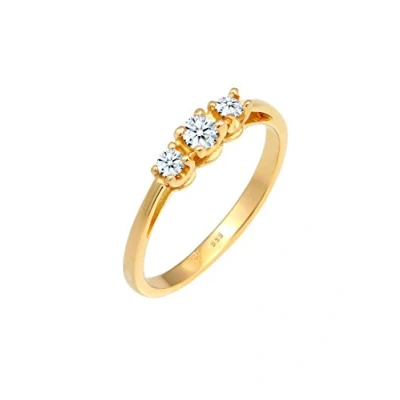 Image de Elli DIAMONDS Bague Femme Fiançailles Noble Trio avec Diamant (0.22 ct.) en Or Jaune 585