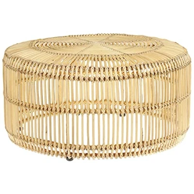 Image de Table Basse Design Ronde en Rotin Naturel 53 cm Idéale pour Salon au Style Boho et Rustique Intérieur Extérieur Beliani